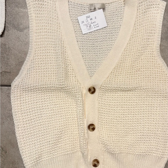 Becool Sweaters - Cream Knit Button-Front Sweater Vest